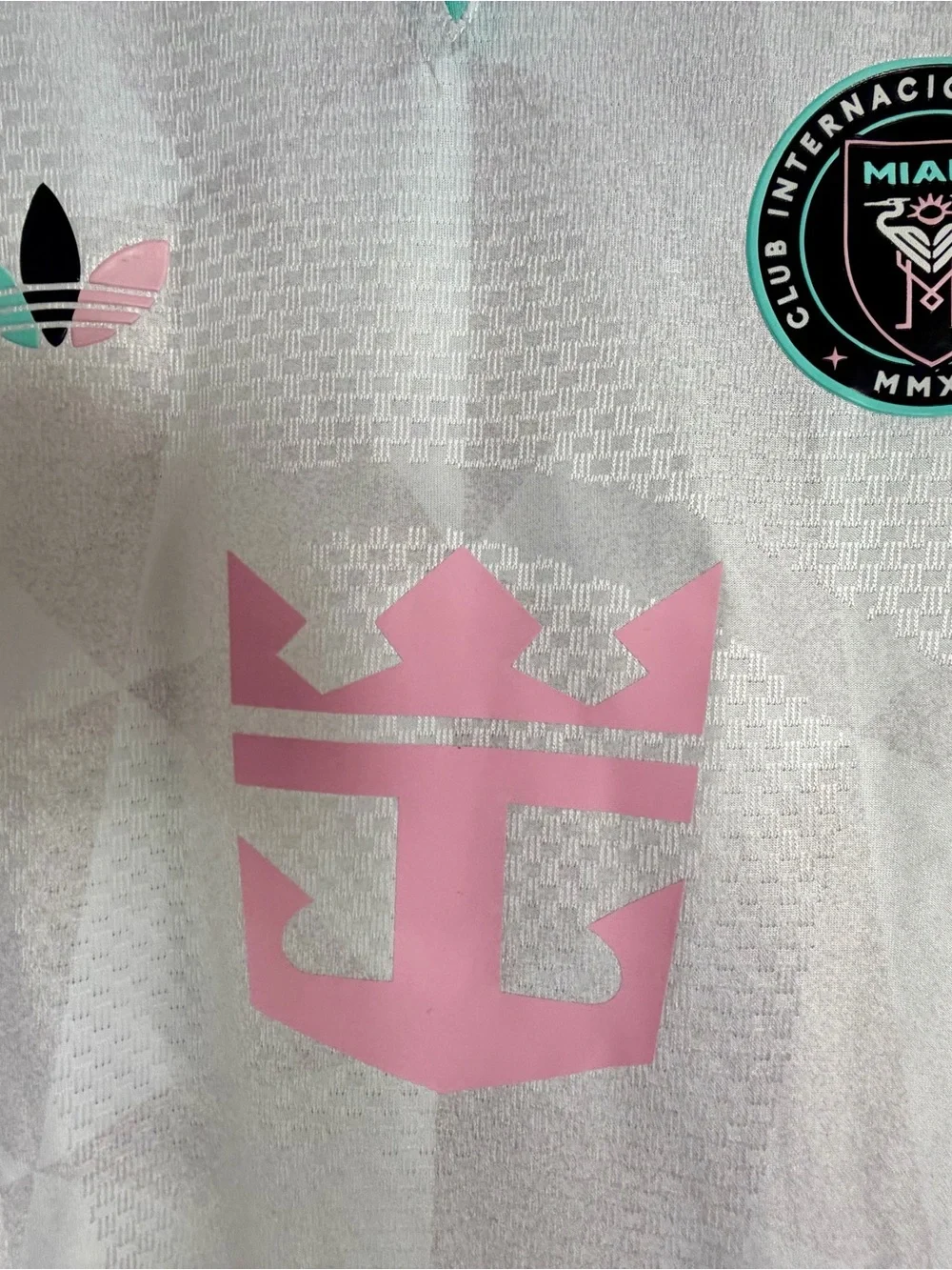 Messi adidas White Jersey with Pink & Teal Accents
